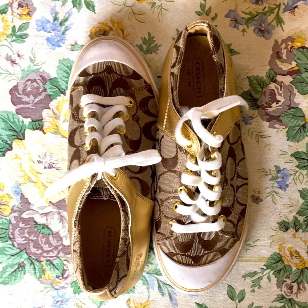 Coach Sneakers Metallic Gold Bobbey worn only one time